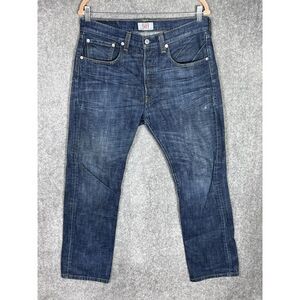 Levis Original 501 Straight Leg Button Fly Jeans Mens Size 32x32 Blue Distressed